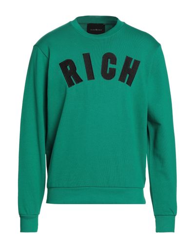Shop John Richmond Man Sweatshirt Green Size S Cotton, Polyester