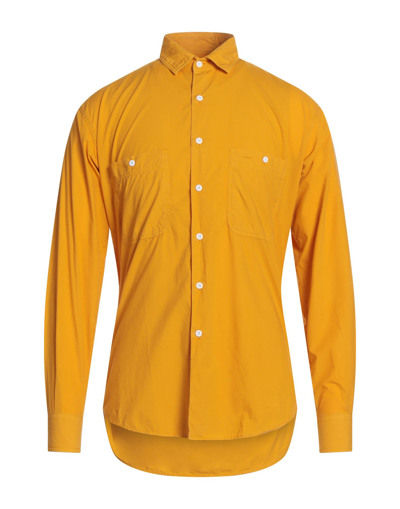 Shop Aspesi Man Shirt Ocher Size L Cotton In Yellow