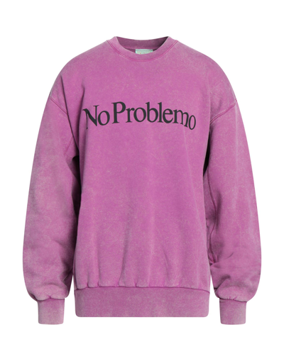 Shop Aries Man Sweatshirt Purple Size Xs Cotton
