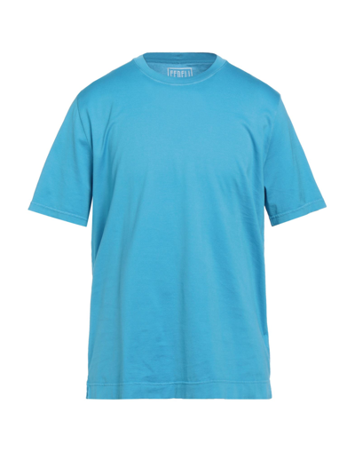 Shop Fedeli Man T-shirt Azure Size 50 Cotton In Blue