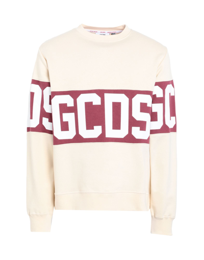 Shop Gcds Man Sweatshirt Beige Size Xxl Cotton