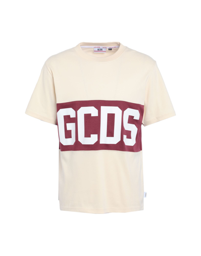 Shop Gcds Man T-shirt Beige Size L Cotton