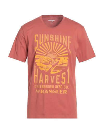 Shop Wrangler Man T-shirt Rust Size S Cotton In Red