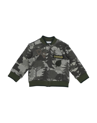 Shop Dolce & Gabbana Newborn Boy Sweatshirt Military Green Size 3 Cotton, Polyester, Wool, Acrylic, Visco