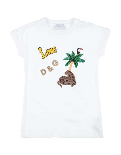 Shop Dolce & Gabbana Toddler Girl T-shirt White Size 7 Cotton, Synthetic Fibers, Glass, Ecobrass