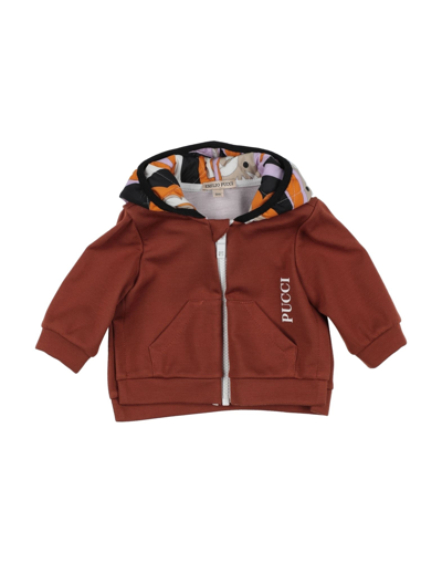 Shop Emilio Pucci Pucci Newborn Girl Sweatshirt Rust Size 3 Viscose, Polyamide, Polyester In Red