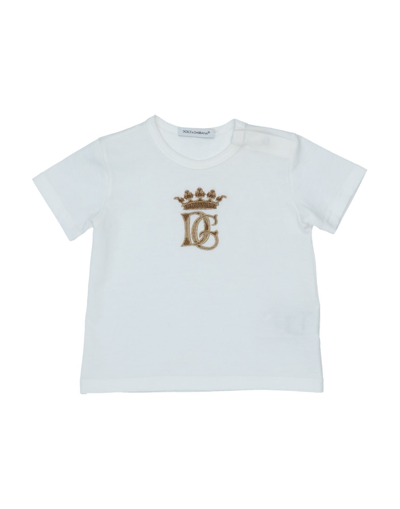 Shop Dolce & Gabbana Newborn Boy T-shirt White Size 3 Polyester, Viscose, Polyamide, Metallic Polyester