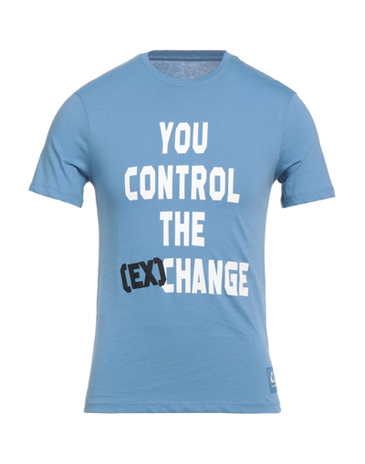 Shop Armani Exchange Man T-shirt Sky Blue Size Xs Cotton