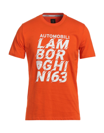 Shop Automobili Lamborghini Man T-shirt Orange Size Xl Cotton, Elastane