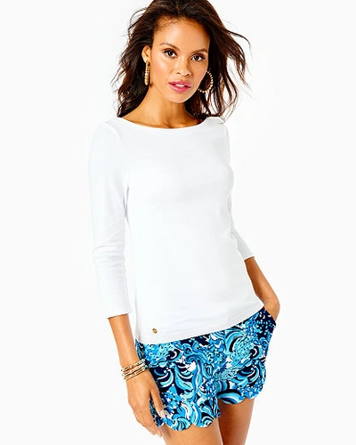 Shop Lilly Pulitzer Halee 3/4-sleeve Top In Resort White