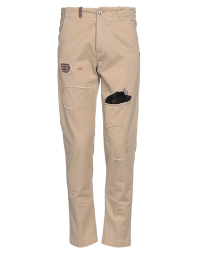 Shop Koon Man Pants Beige Size 28 Cotton, Elastane