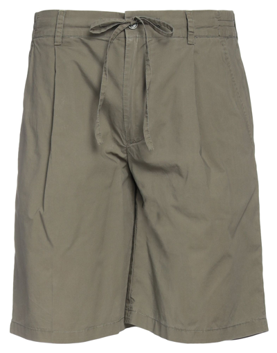 Shop Grey Daniele Alessandrini Man Shorts & Bermuda Shorts Military Green Size 32 Cotton