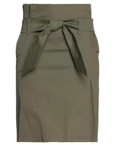Shop Liu •jo Woman Midi Skirt Military Green Size 6 Cotton, Elastane