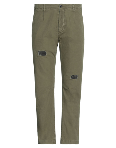 Shop Novemb3r Man Pants Military Green Size 33 Cotton