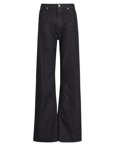 Shop 8 By Yoox Organic Cotton Denim Wide-leg Jean Woman Jeans Black Size 28 Organic Cotton
