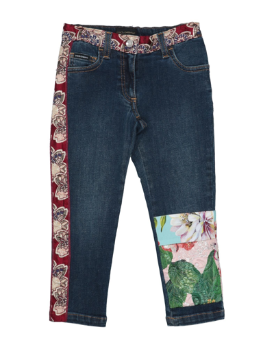 Shop Dolce & Gabbana Toddler Girl Denim Pants Blue Size 6 Cotton, Polyester, Acetate, Metallic Polyester,