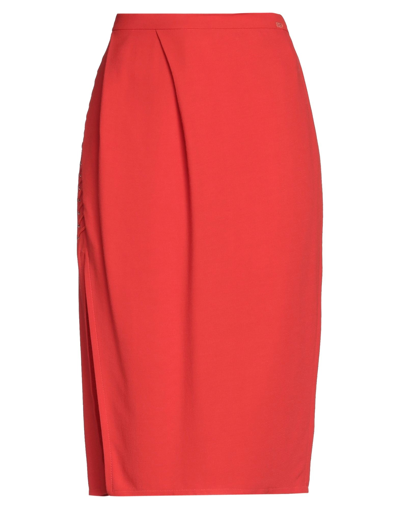 Shop Elisabetta Franchi Woman Midi Skirt Red Size 10 Viscose, Virgin Wool