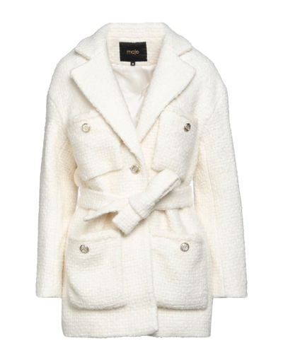 & Maje Coat Wool Blend Guiliette ModeSens Cotton Textured Ecru | In