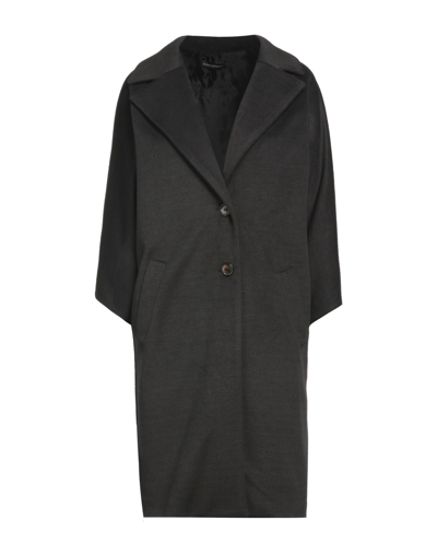 Shop Biancoghiaccio Woman Coat Steel Grey Size 8 Polyester, Viscose