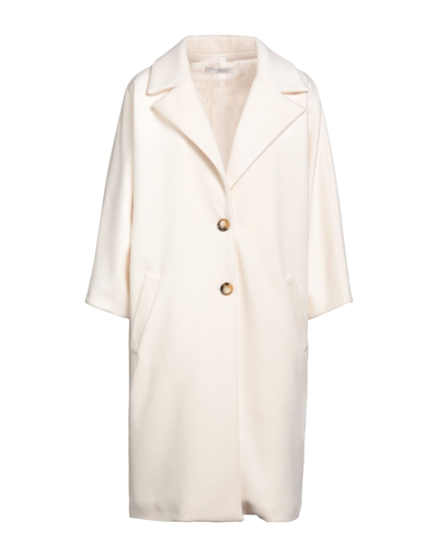 Shop Biancoghiaccio Woman Coat White Size 8 Polyester, Viscose