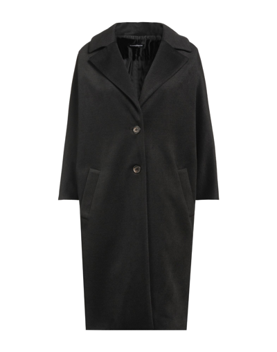 Shop Biancoghiaccio Woman Coat Black Size 8 Polyester, Viscose