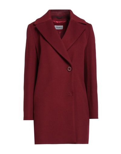 Shop Cinzia Rocca Woman Coat Burgundy Size 8 Wool, Polyamide, Cashmere In Red