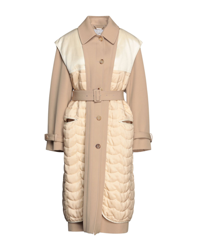 Chloé Convertible Belted Wool, Cotton-blend And Quilted Silk Coat In Camel