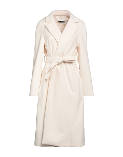 Shop Biancoghiaccio Woman Coat Ivory Size 12 Polyester, Viscose In White