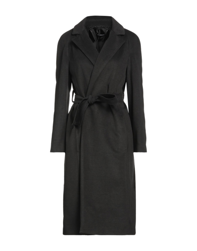 Shop Biancoghiaccio Woman Coat Black Size 8 Polyester, Viscose