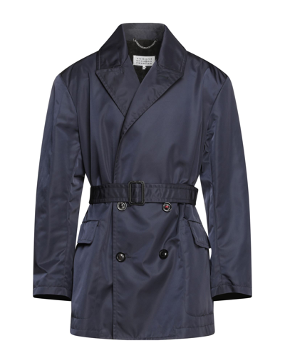 Shop Maison Margiela Man Overcoat & Trench Coat Midnight Blue Size 40 Polyamide