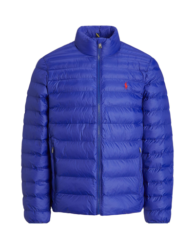Shop Polo Ralph Lauren Packable Quilted Jacket Man Puffer Bright Blue Size L Recycled Nylon