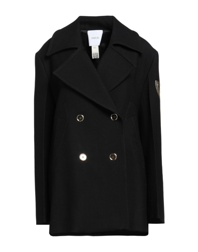 Shop Patou Woman Coat Black Size 6 Virgin Wool