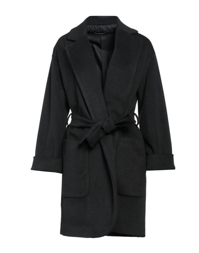 Shop Biancoghiaccio Woman Coat Black Size 10 Polyester, Viscose