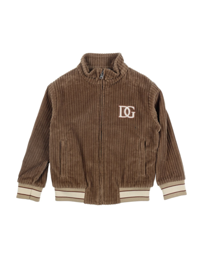 Shop Dolce & Gabbana Toddler Boy Jacket Camel Size 7 Cotton, Elastane, Acrylic In Beige
