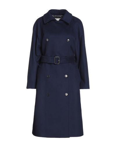 Shop Annie P . Woman Coat Midnight Blue Size 10 Virgin Wool, Polyamide, Cashmere