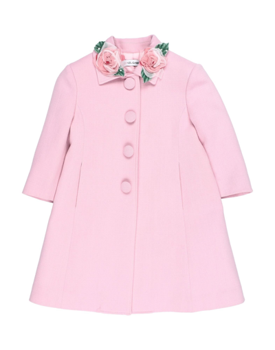 Shop Dolce & Gabbana Toddler Girl Coat Pink Size 4 Virgin Wool, Polyamide, Elastane
