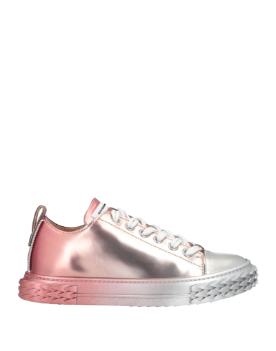 Shop Giuseppe Zanotti Woman Sneakers Coral Size 5 Textile Fibers In Silver