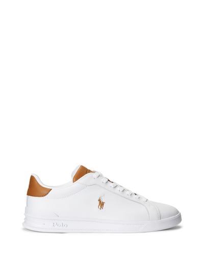 Shop Polo Ralph Lauren Heritage Court Ii Leather Sneaker Man Sneakers White Size 9 Soft Leather