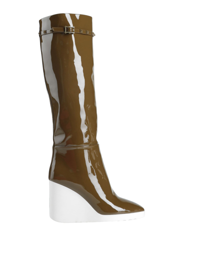 Shop Valentino Garavani Woman Boot Military Green Size 5 Soft Leather