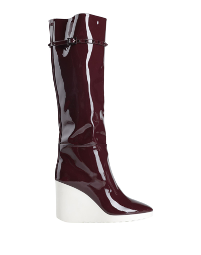 Shop Valentino Garavani Woman Boot Burgundy Size 8 Soft Leather In Red
