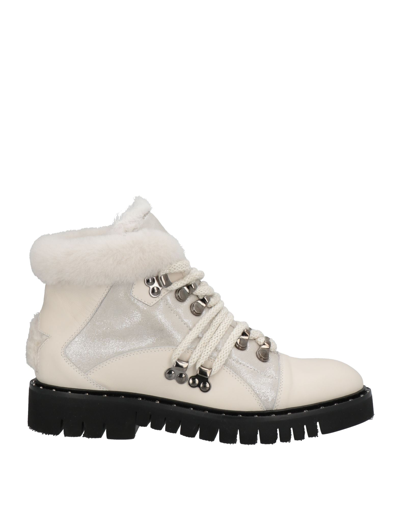 Shop Lorena Antoniazzi Woman Ankle Boots Ivory Size 9 Lambskin, Bovine Leather, Goat Skin, Zamak In White