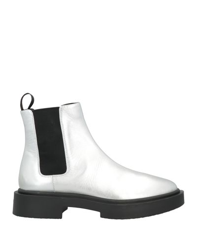 Shop Giuseppe Zanotti Man Ankle Boots Silver Size 11 Soft Leather