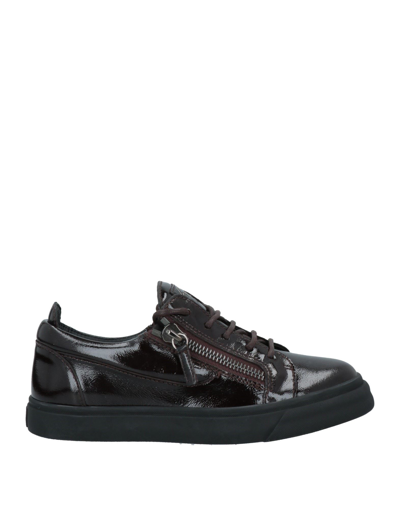 Shop Giuseppe Zanotti Woman Sneakers Dark Brown Size 7 Soft Leather