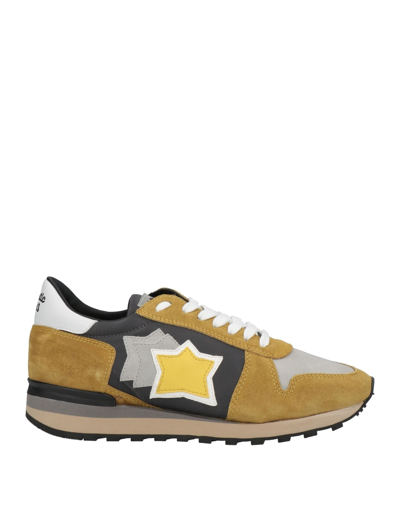 Shop Atlantic Stars Man Sneakers Ocher Size 8 Soft Leather, Textile Fibers In Yellow
