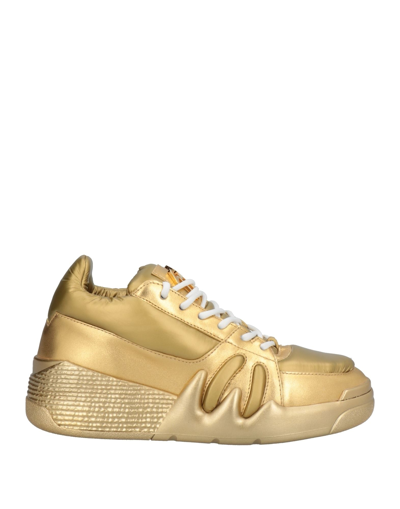 Shop Giuseppe Zanotti Woman Sneakers Gold Size 7 Soft Leather, Textile Fibers