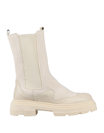 Shop Geneve Woman Ankle Boots Beige Size 8 Calfskin, Textile Fibers