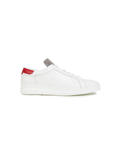 Shop Dunhill Man Sneakers White Size 12 Soft Leather