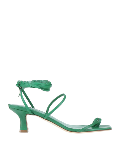 Shop Erika Cavallini Woman Thong Sandal Green Size 6 Soft Leather