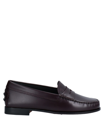 Shop Tod's Loafers In Deep Purple