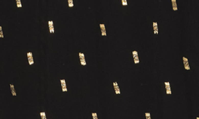 Eliza J Metallic Print Ruffle Cuff Shift Dress In Blk Gold